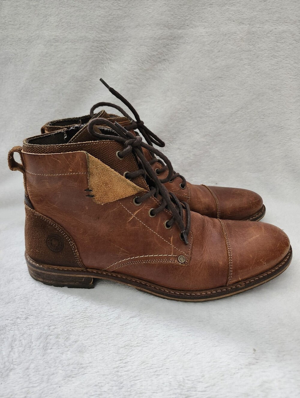 BULLBOXER Handcrafted Men's Brown Distressed Rustic Leather Ankle Boots 11 US